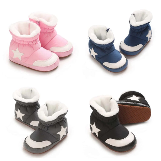 "Baby Winter Snow Boots 0-18M - Plush Ankle Protection | Soft Sole Warm Booties | First Walking Shoes"