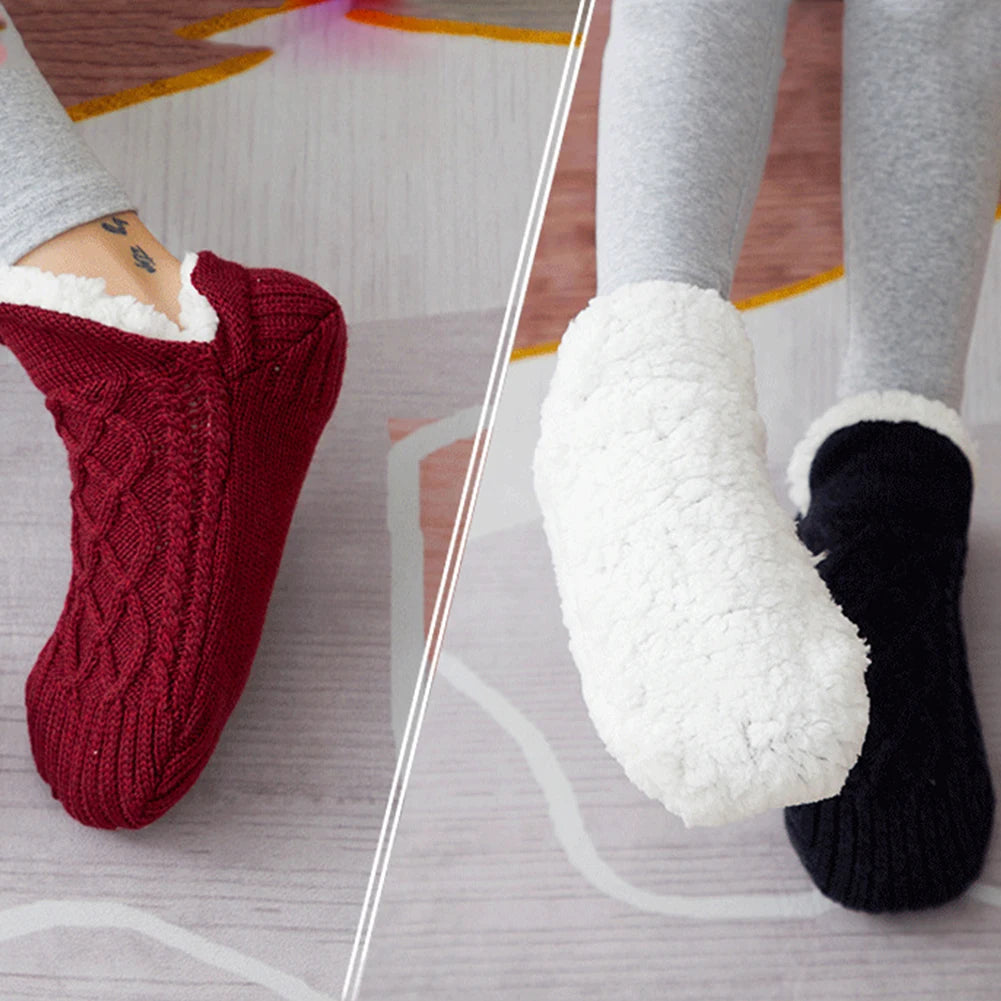 Fleece Floor Socks Cozy Thermal Velvet Socks Bottom Spot Glue Thickened Socks Slipper Socks Fluffy Warm Socks Indoor Home Socks
