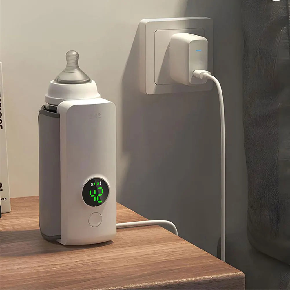 Portable Bottle Warmer Rechargeable Cordless Milk Warmer with Temperature Control Baby Bottle Warmer for Travel
