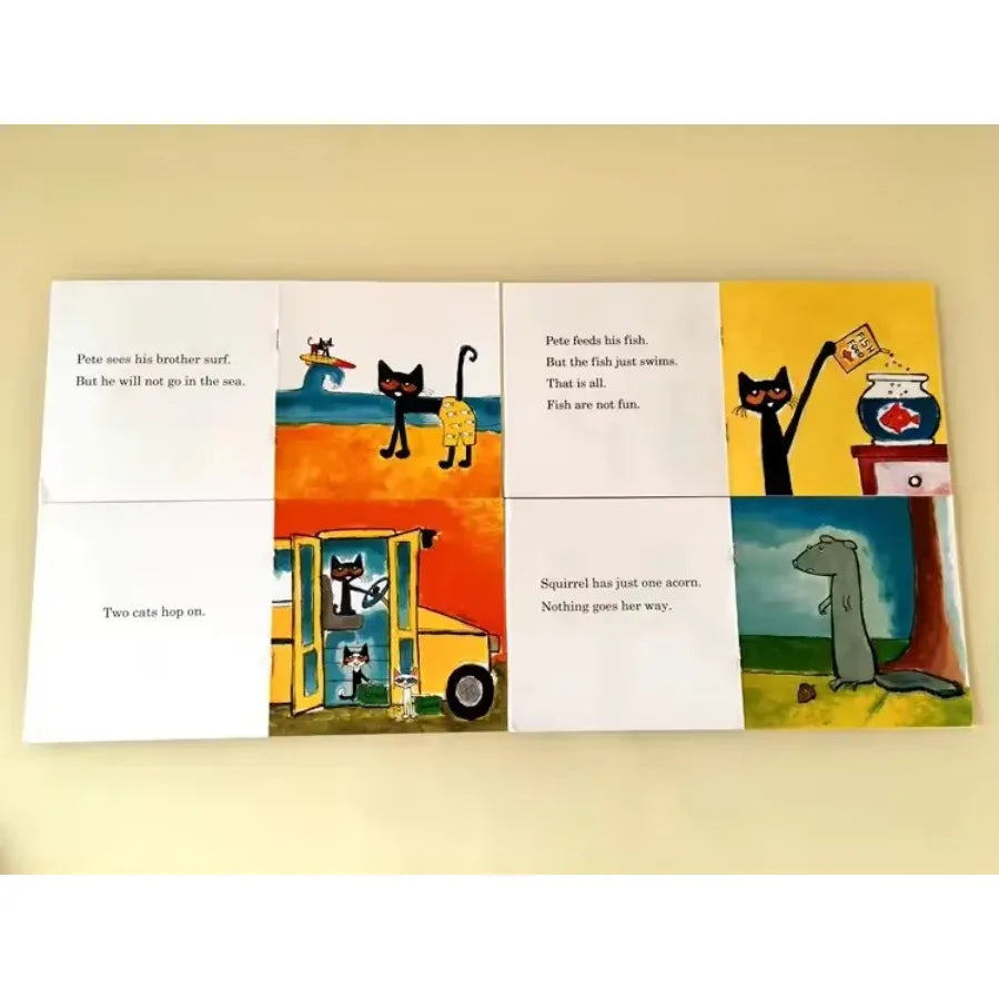 12 Books/Set I Can Read Pete The Cat English Picture Books Children Story Book Early Educaction Pocket Reading Book