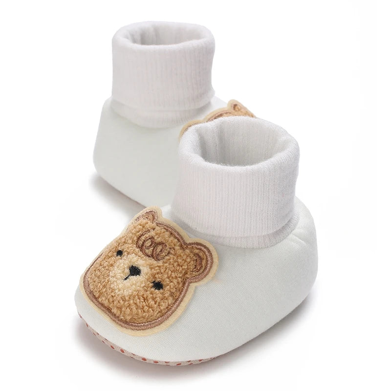Baby Slippers Soft Anti-Slip Booties Winter Warm Bear Embroidery Infant Sock Shoes