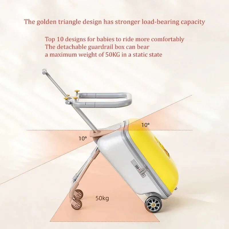 Children's Luggage Case Ride and Walk Suitcase for Baby Boys Girls Stroller Carry-On Wheel Luggage Travel Bag Boarding Suitcase