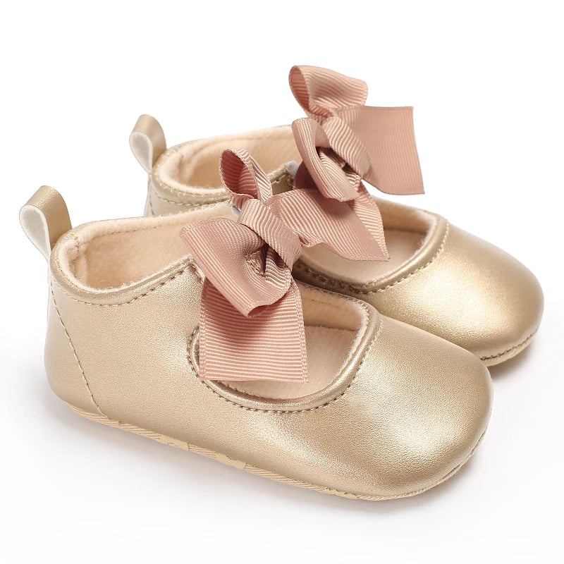 Fashionable Series Baby Shoes Girl Baby Cute Bow PU Princess Shoes Soft Cloth Sole Comfortable Walking Shoes Spring and Autumn