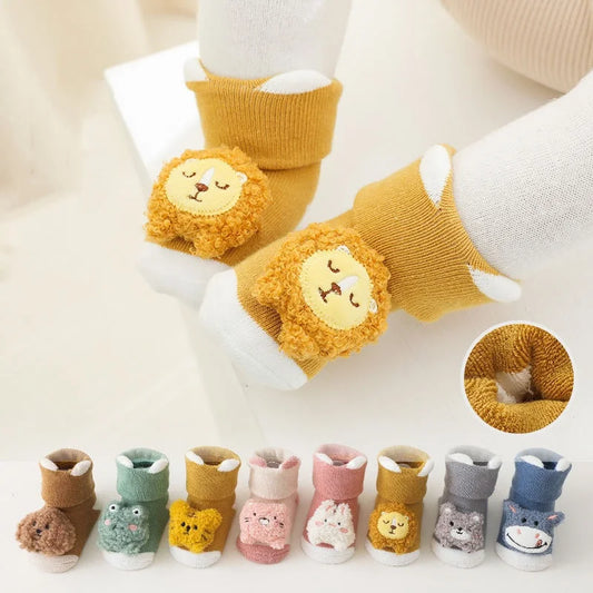 0-3Years Newborn Baby Girl Boy Socks Cute Cartoon Animal Socks Non-slip Toddler Floor Socks Winter Thicken Warm Socks for Infant