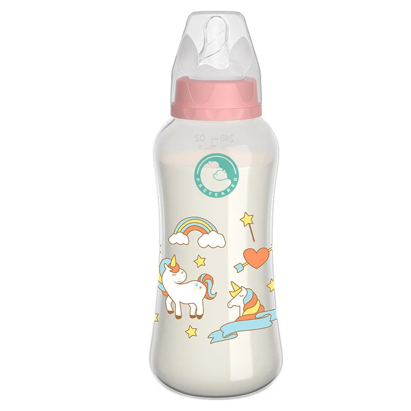 2025 New 150/240ML Baby PP Bottle Wide Mouth Newborn Baby Bottle with Handle Baby Milk Bottle Newborn Pattern Baby Cup BPA Free