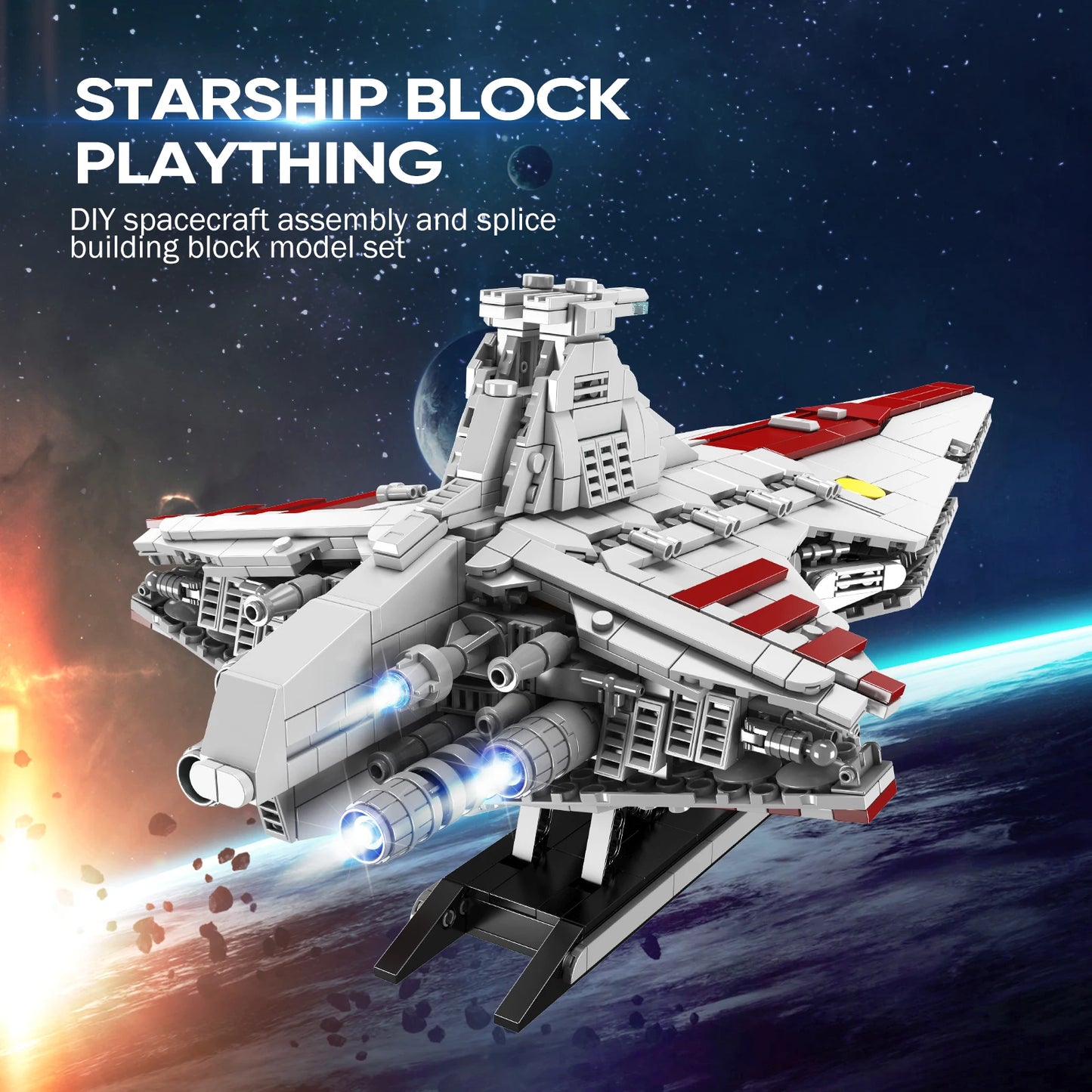 MOULD KING 21074 Starship Toys the MOC Venator Attack Cruiser Star Destroyer Building Construction Toys Set for Kids