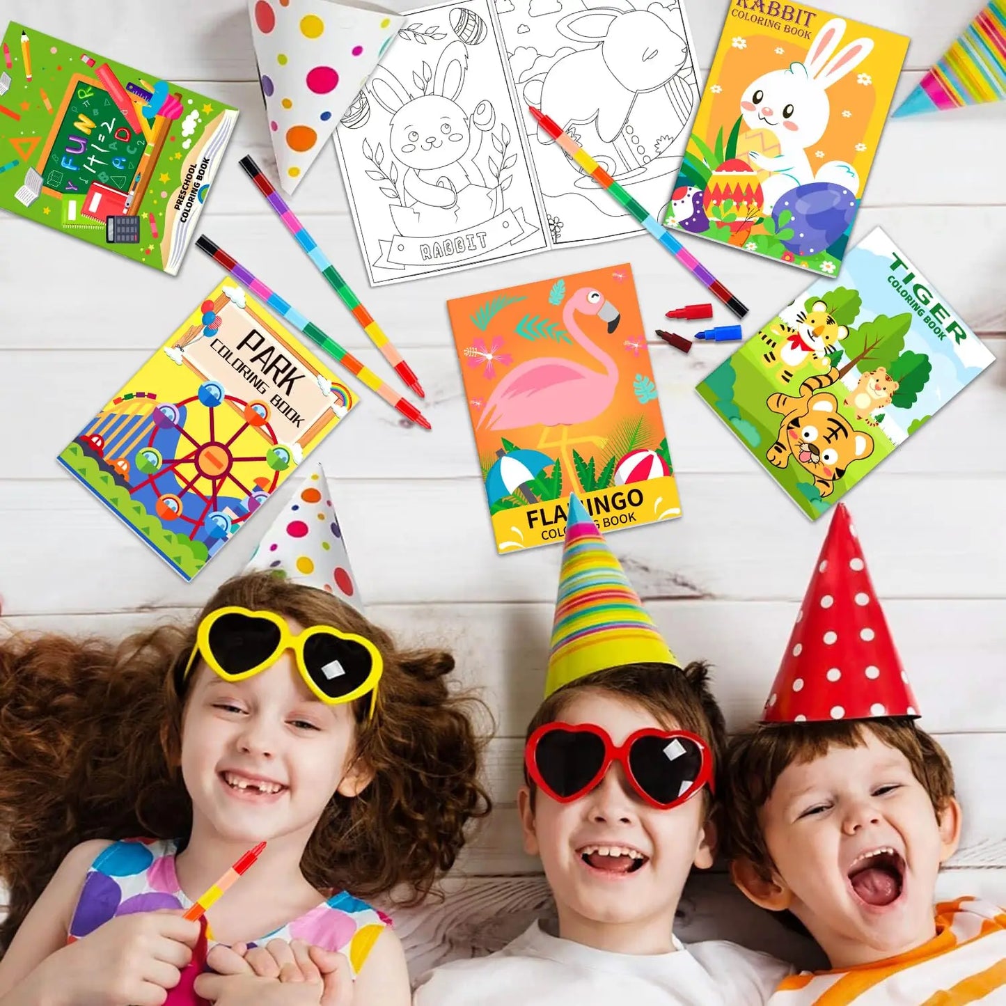 20 Pack Coloring Books for Kids with 20 Stacking Crayons Set Mini Coloring Books Bulk for Kids Ages 2-4-8-12 Small Activity Book