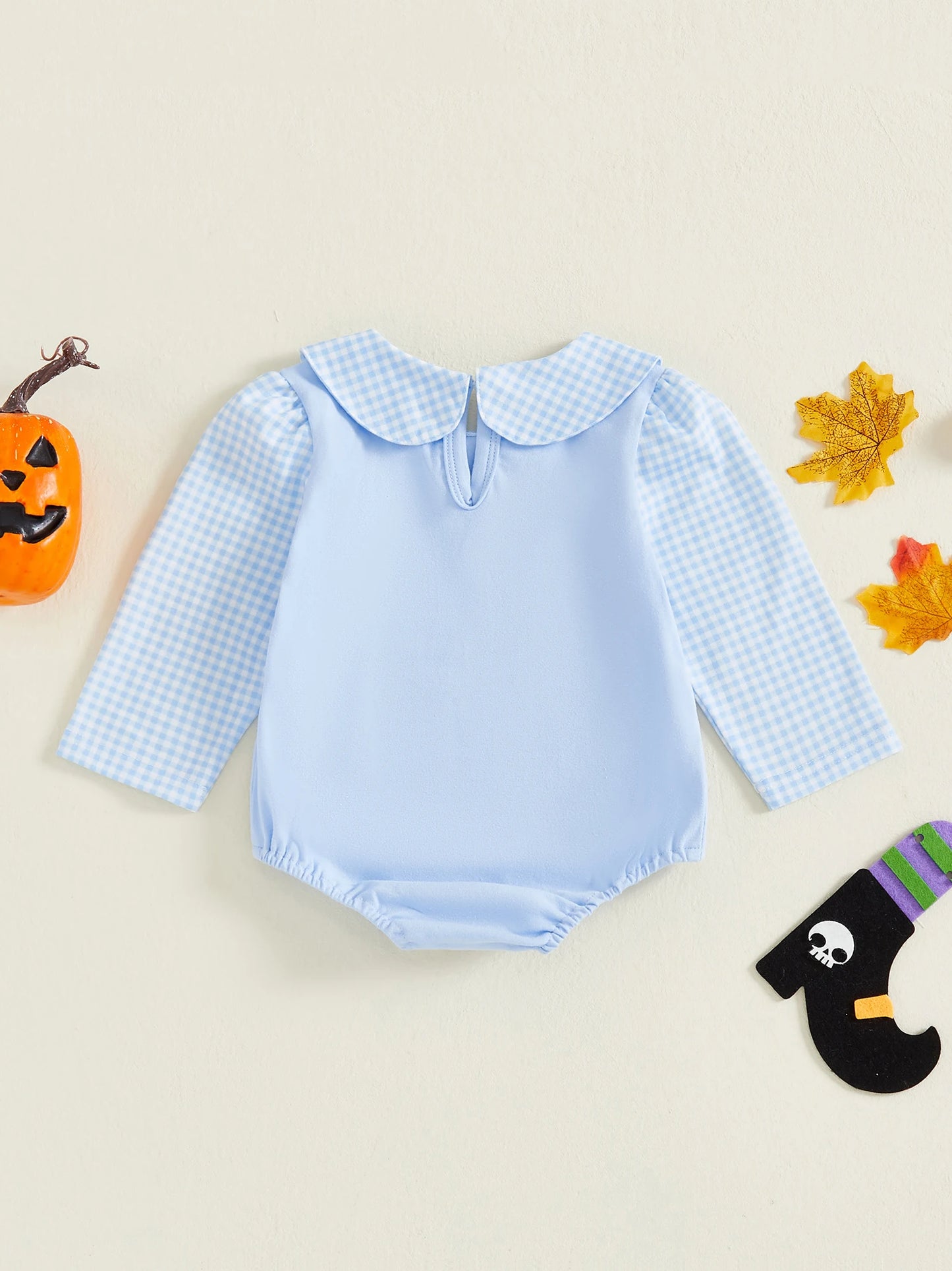 Adorable Toddler Halloween  with Pumpkin Print and Ruffle Sleeves Soft Cotton Baby Romper for Fall Costume