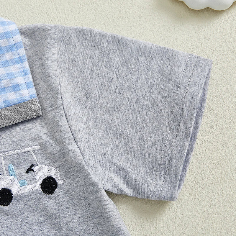 Toddler Boys Summer Outfits Golf Embroidery Short Sleeve T-Shirts Elastic Waist Shorts 2Pcs Clothes Set