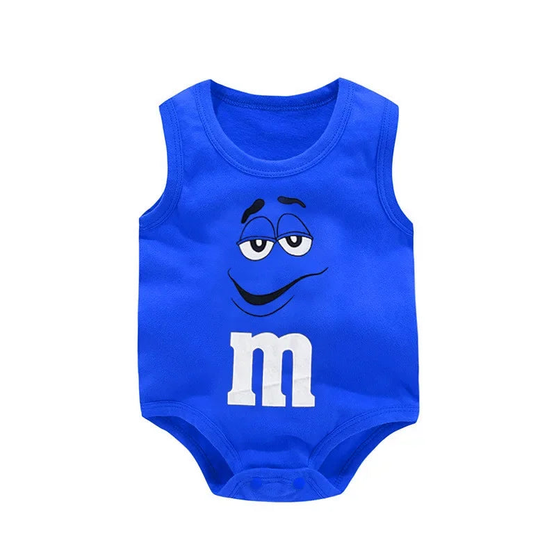 0-24M Newborn Baby Cotton Bodysuit for Boys and Girls Letter Print Funny M Sleeveless Baby Romper Summer  Soft Toddler Onesie