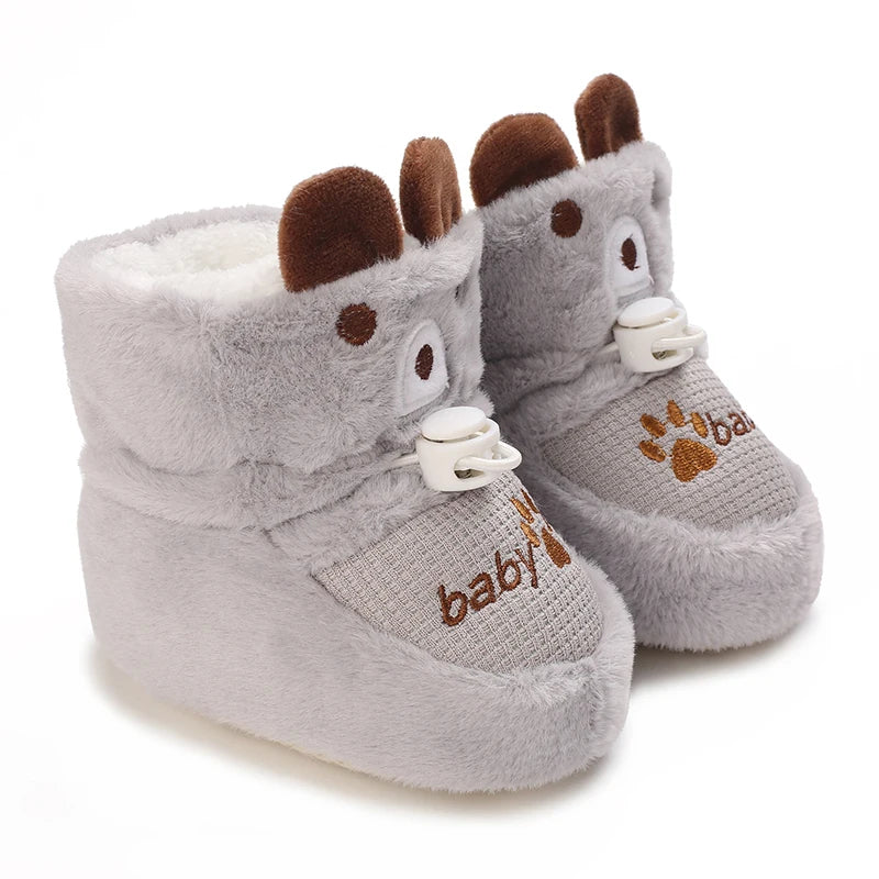 Winter Baby Boots Cartoon Soft Sole Anti-Slip Warm Toddler Shoes Boys Girls Cute Infant Walking Booties"