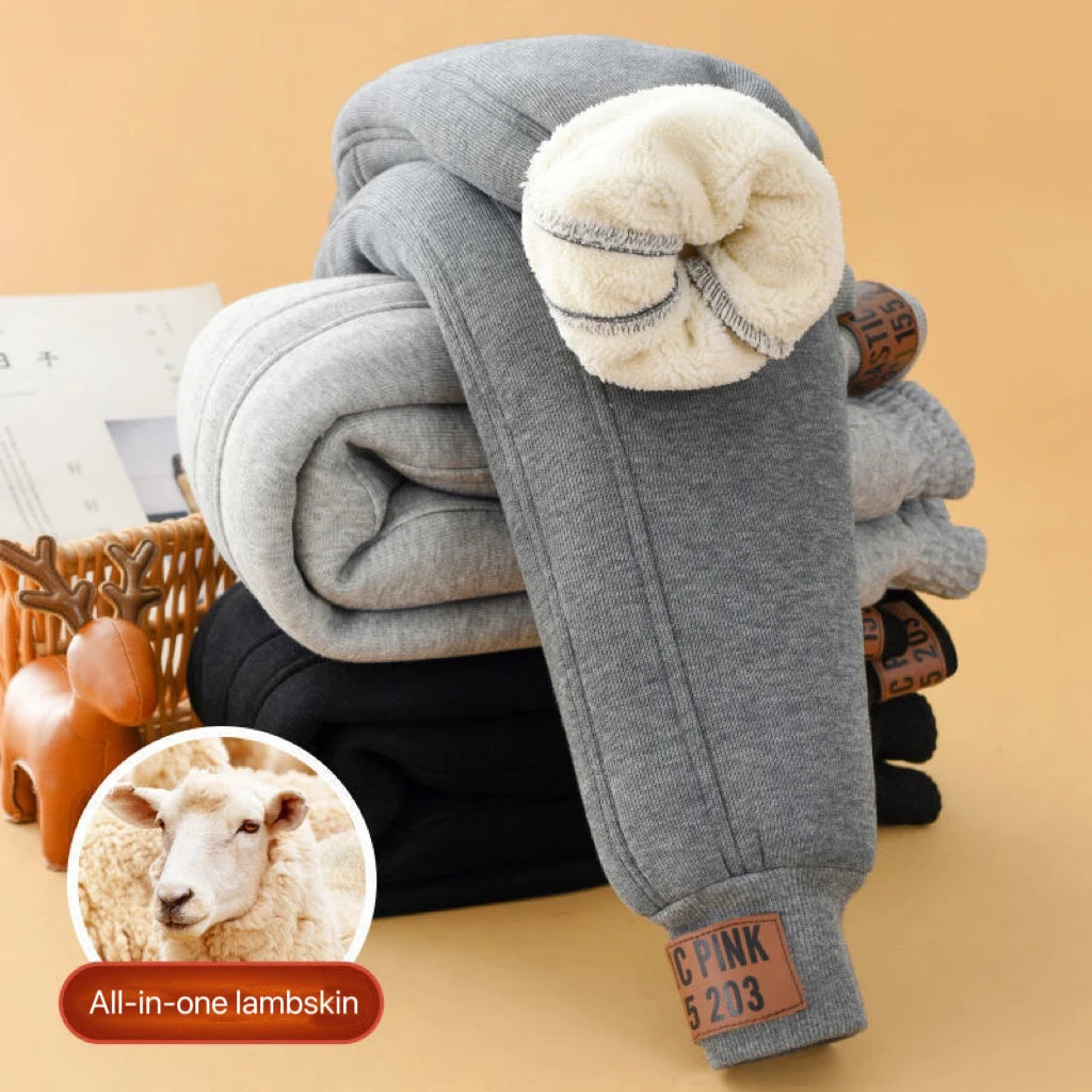 1pcs Boys Girls Thick Pants Winter Kids Padded Plush Velvet Trousers Teen Lamb Wool Warm Snow Pants Children Clothes Sweat Pants