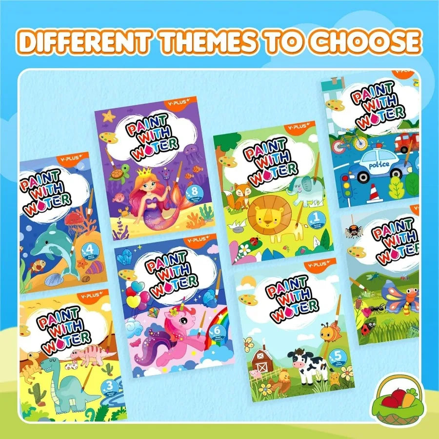 Interactive Watercolor Painting Books for Toddlers and Educational Art Craft Toys with 5 Engaging Themes Waterproof Paper Easyt
