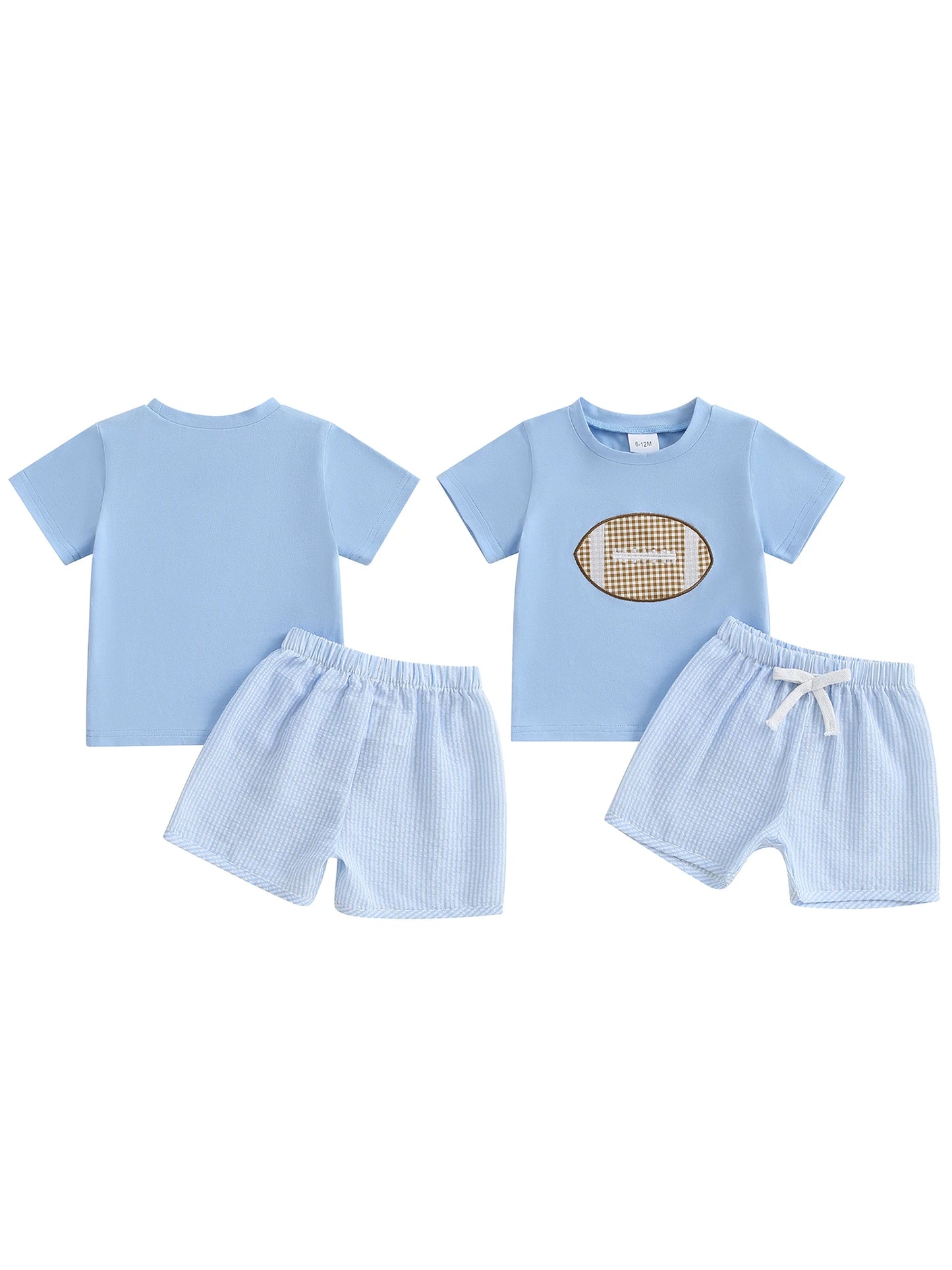 Boys Casual Summer Outfits Striped Print Short Sleeve T-Shirts Elastic Waist Shorts 2-Piece Clothing Set for Toddlers