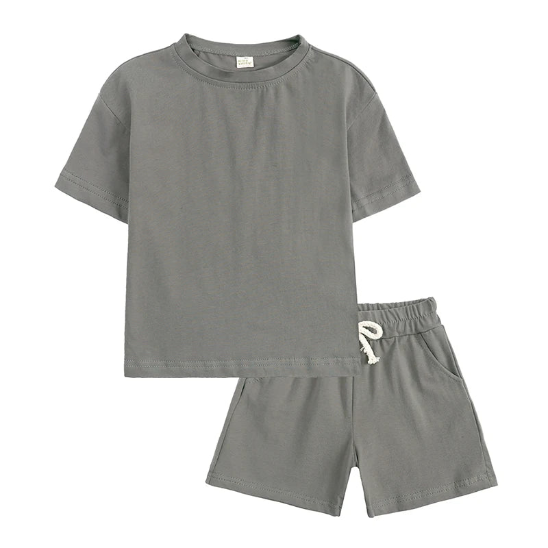 Infant Boys Girls Cotton Casual O-neck Short Sleeve T-Shirt + Shorts Children Outfits