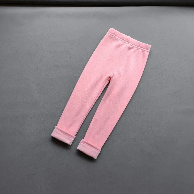 Hot Sweet Girls Pants Kids Boys Thick Warm Trousers Winter Children Casual Solid Color Soft Pants Baby Girls Leggings 2-11Years