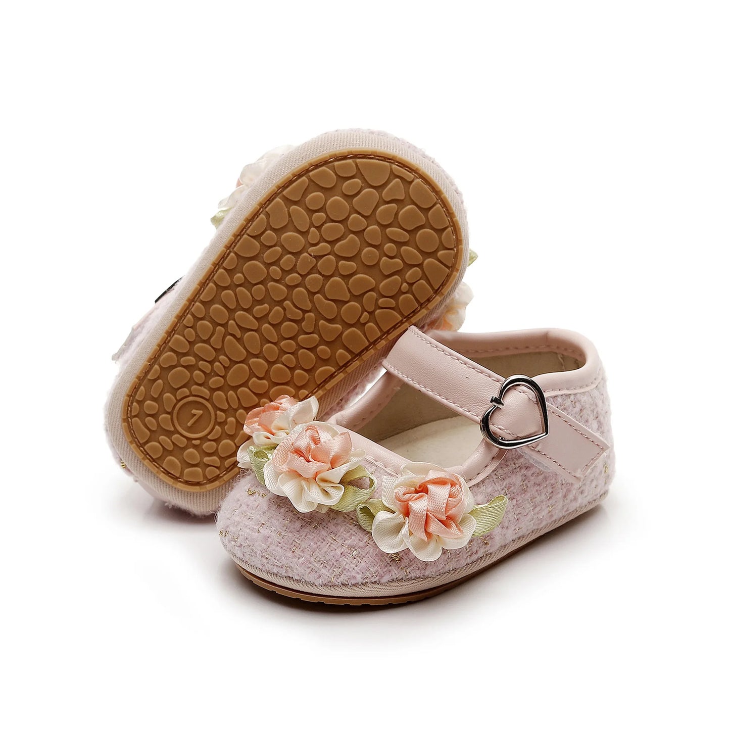 Cute Baby Girls Floral Princess Shoes with Non-Slip Sole Soft First Walker Shoes for Toddlers Adorable Toddler Shoes