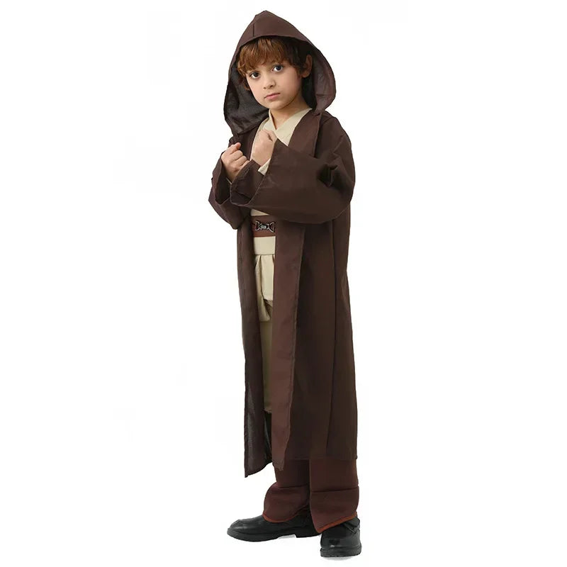 Fantasy Jedi Cosplay Kids Anakin Costume Obi Wan Kenobi Uniform Suit Anakin Skywalker  Robe Belt Halloween Carnival Party Suit