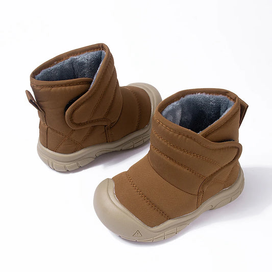 New Arrival Toddlers Outdoor Anti-slip Winter Plush Warm Shoes Little Boys Brown Grey Black  Waterproof Short Boots