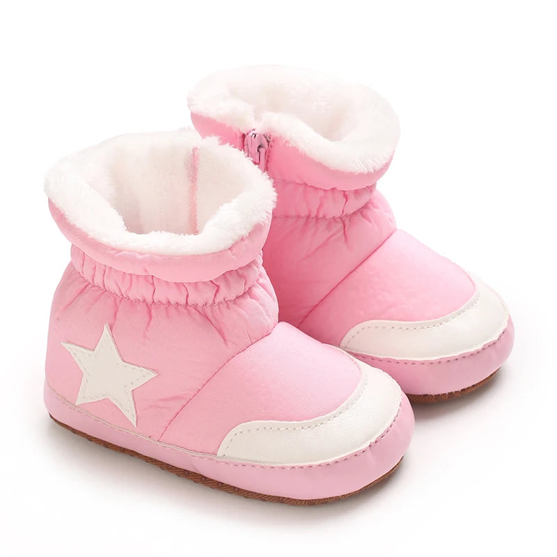 "Baby Winter Snow Boots 0-18M - Plush Ankle Protection | Soft Sole Warm Booties | First Walking Shoes"