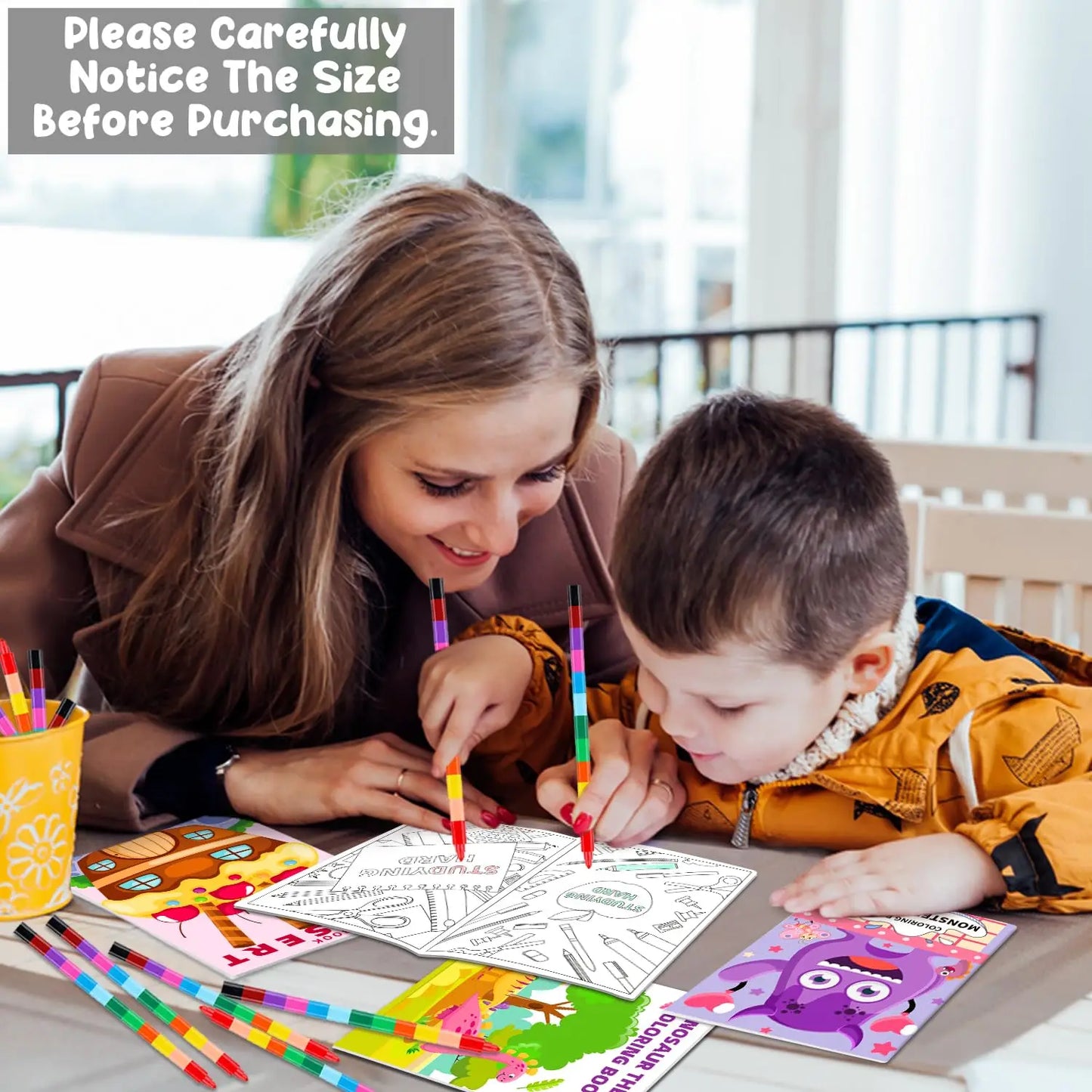 20 Pack Coloring Books for Kids with 20 Stacking Crayons Set Mini Coloring Books Bulk for Kids Ages 2-4-8-12 Small Activity Book