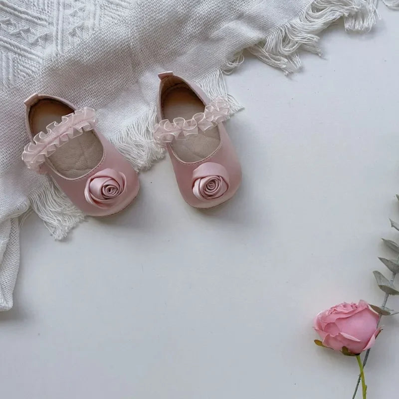 Baby Shoes Spring Autumn Girl's Bow Ballet Style Satin Soft Sole Shoe Baby Anti-slip and Anti Drop Heel Princess Toddler Shoes