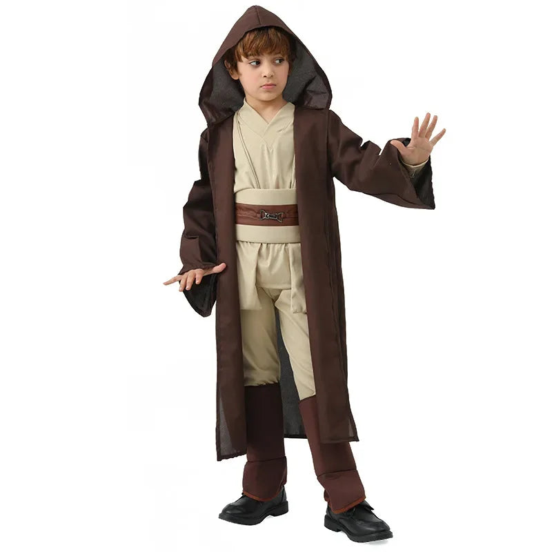 Fantasy Jedi Cosplay Kids Anakin Costume Obi Wan Kenobi Uniform Suit Anakin Skywalker  Robe Belt Halloween Carnival Party Suit