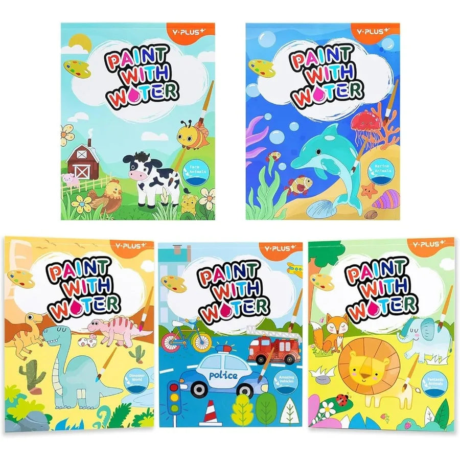 Interactive Watercolor Painting Books for Toddlers and Educational Art Craft Toys with 5 Engaging Themes Waterproof Paper Easyt