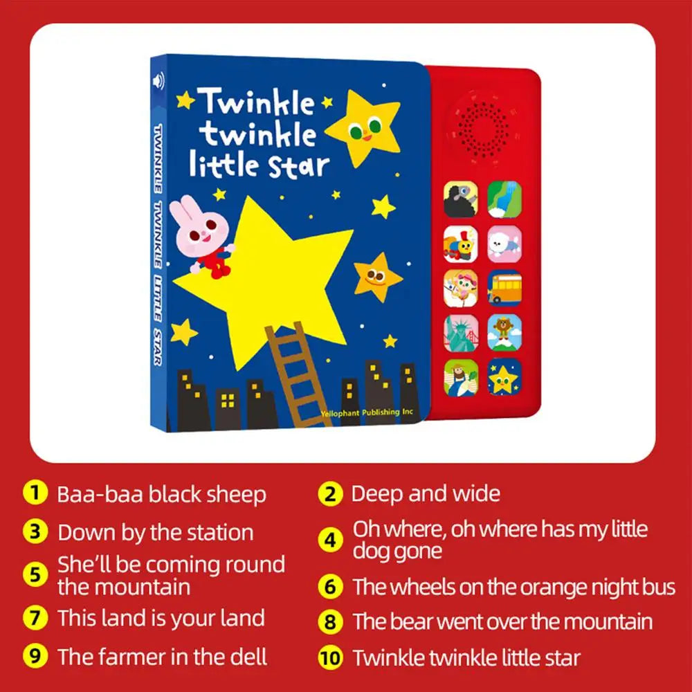 Nursery Rhyme Book Musical Learning Book 10 Nursery Rhymes English Enlightenment Teaching Aids for Boys and Girls
