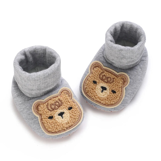 Baby Slippers Soft Anti-Slip Booties Winter Warm Bear Embroidery Infant Sock Shoes