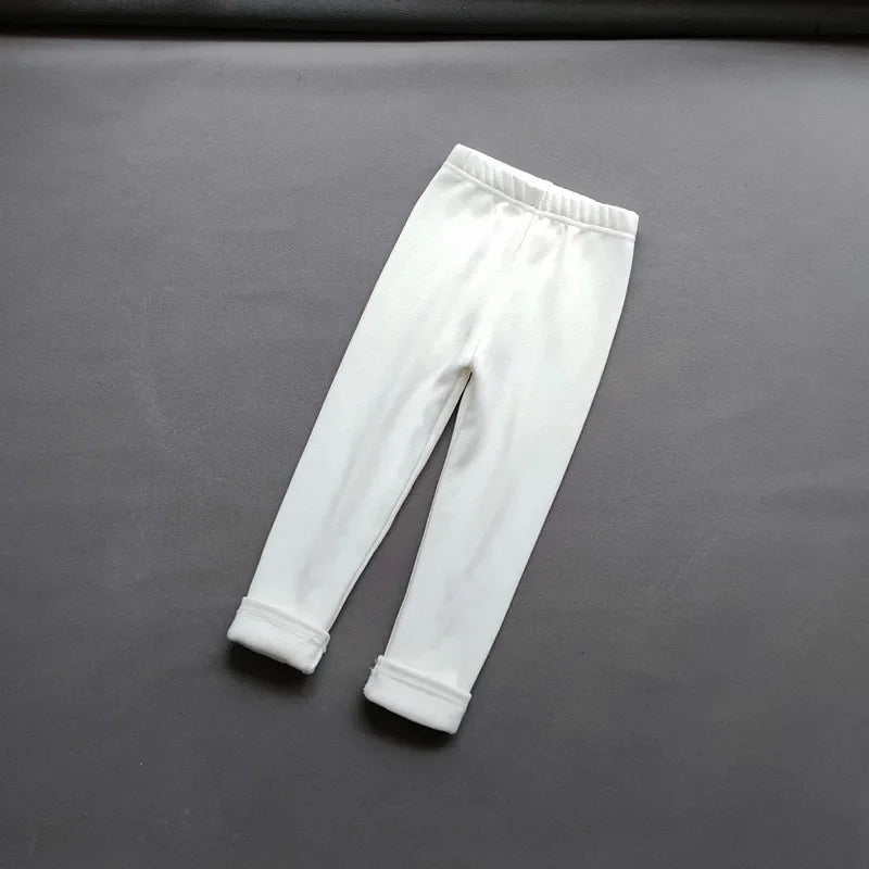 Hot Sweet Girls Pants Kids Boys Thick Warm Trousers Winter Children Casual Solid Color Soft Pants Baby Girls Leggings 2-11Years