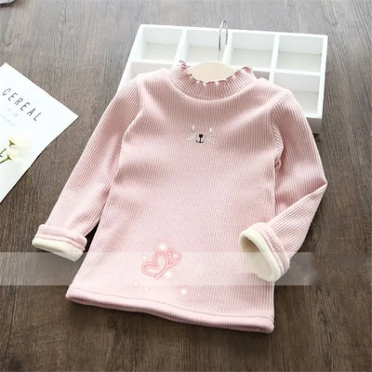 Fashion Girls Sweaters New Winter Children Clothes Cartoon Kids Tops Warm Velvet Thick Kids Sweater Girls Outwear Sweater