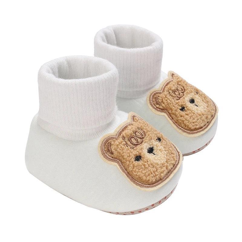 Baby Slippers Soft Anti-Slip Booties Winter Warm Bear Embroidery Infant Sock Shoes