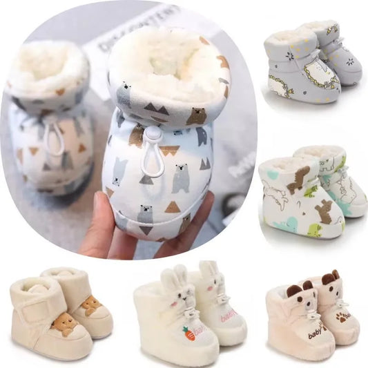 Winter Baby Boots Cartoon Soft Sole Anti-Slip Warm Toddler Shoes Boys Girls Cute Infant Walking Booties"