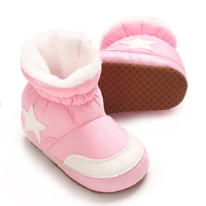 "Baby Winter Snow Boots 0-18M - Plush Ankle Protection | Soft Sole Warm Booties | First Walking Shoes"