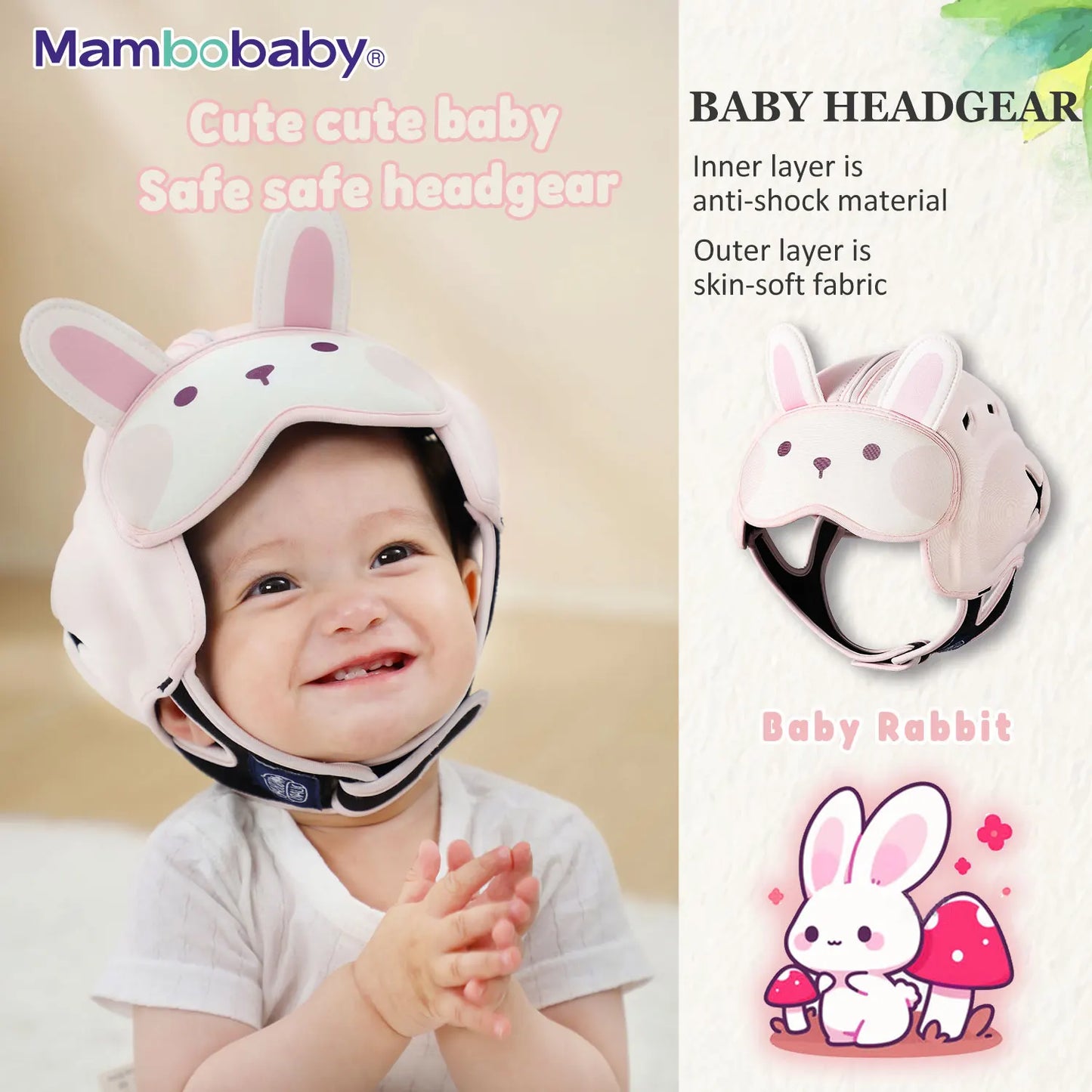 Safe Anti-Shock Baby Helmet Toddler Head Protector Headgear for Infant Learn Crawl, Walk Prevent Injury from Bump Fall