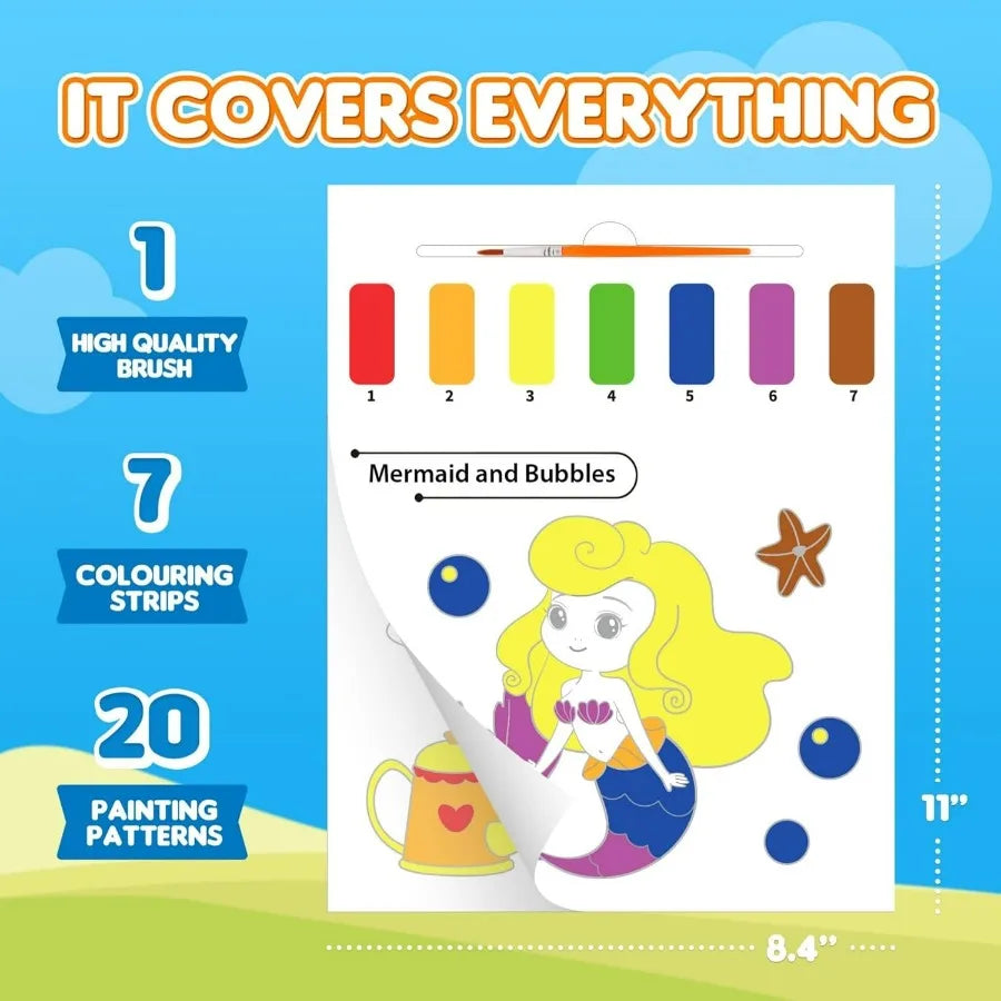 Interactive Watercolor Painting Books for Toddlers and Educational Art Craft Toys with 5 Engaging Themes Waterproof Paper Easyt