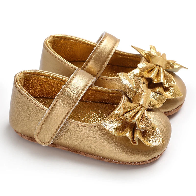 Fashionable Series Baby Shoes Girl Baby Cute Bow PU Princess Shoes Soft Cloth Sole Comfortable Walking Shoes Spring and Autumn