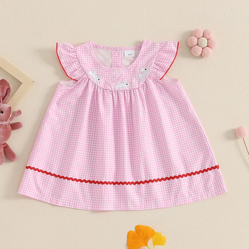 Toddler Girl Floral Print Ruffle Sleeve Dress Round Neck A-line Princess Dress for Birthday Party and Playdates
