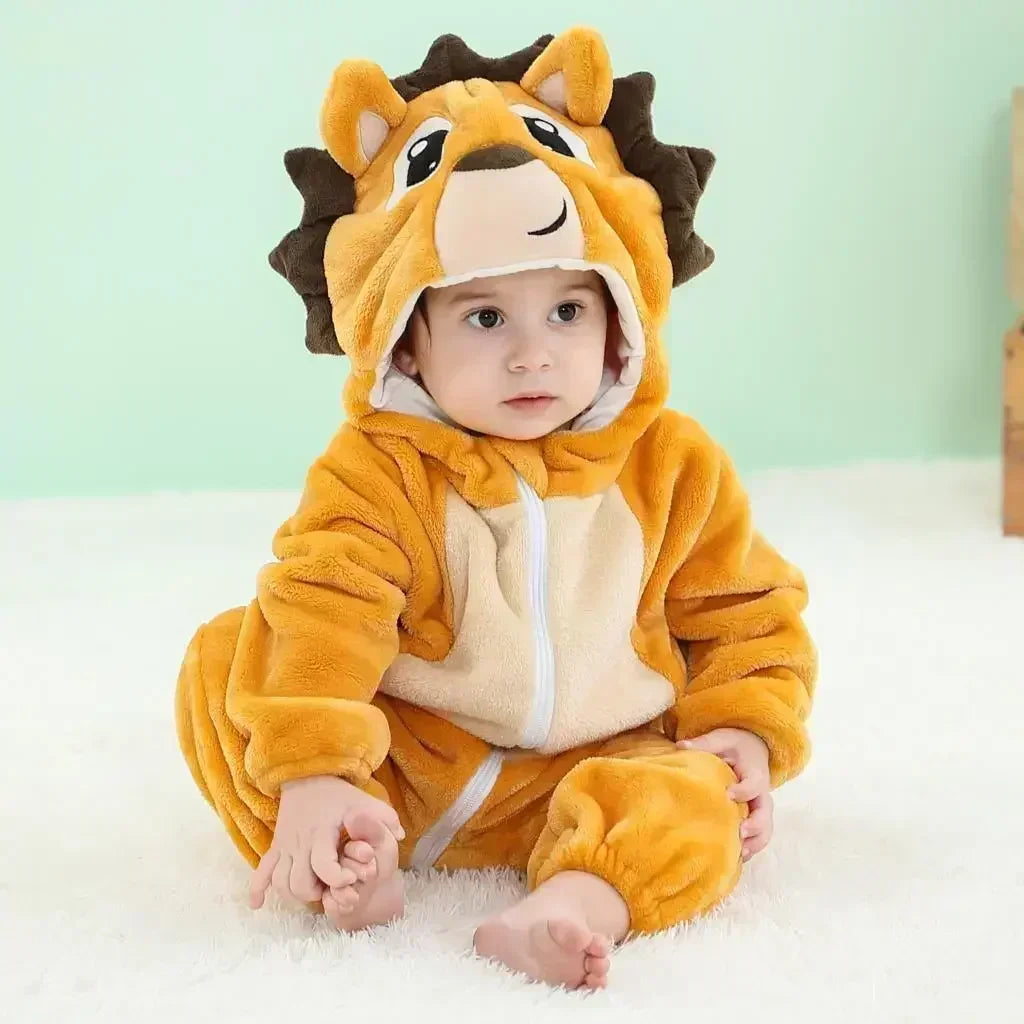 Baby Rompers Winter Lion Costume For Girls Boys Toddler Animal Jumpsuit Infant Clothes Pajamas Kids Overalls