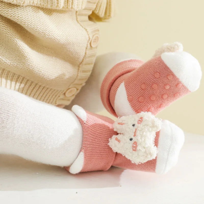 0-3Years Newborn Baby Girl Boy Socks Cute Cartoon Animal Socks Non-slip Toddler Floor Socks Winter Thicken Warm Socks for Infant