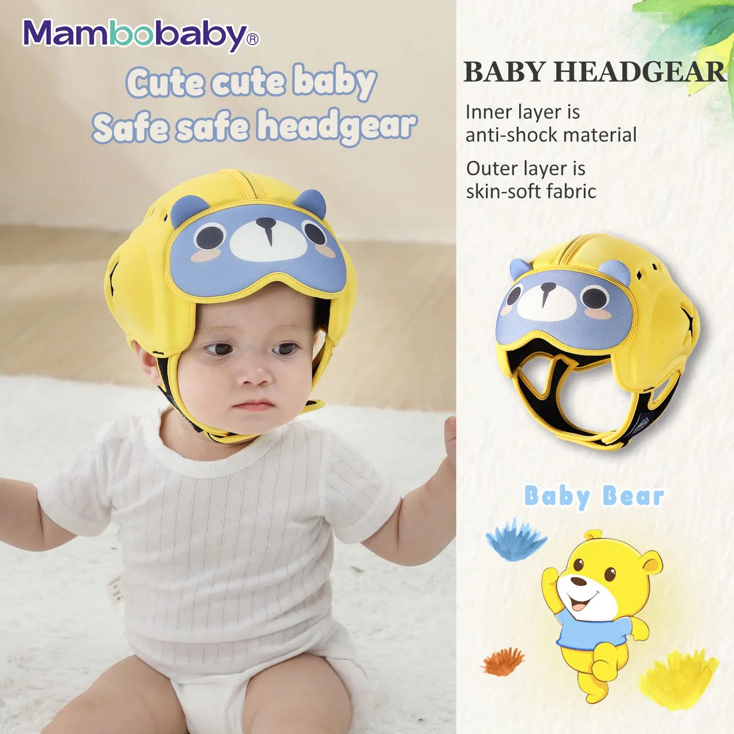 Safe Anti-Shock Baby Helmet Toddler Head Protector Headgear for Infant Learn Crawl, Walk Prevent Injury from Bump Fall