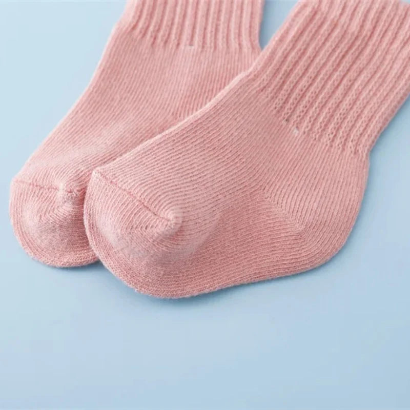 lawadka 6Pairs/lot Newborn Baby Socks For Boys Girls Cotton Solid Soft Infant Girl Boy Toddler Sock Spring Autumn 0 to 12 Month