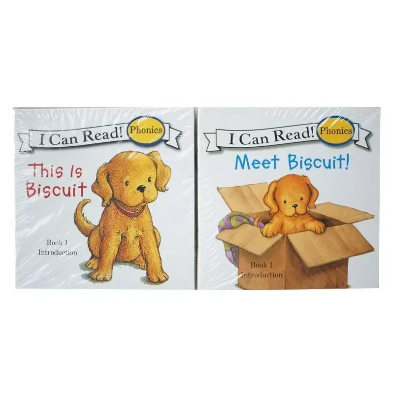 12 Books/set Biscuit Dog Series Picture Book Baby Kids English Cartoon Books Children Learn Words Educational Reading Book