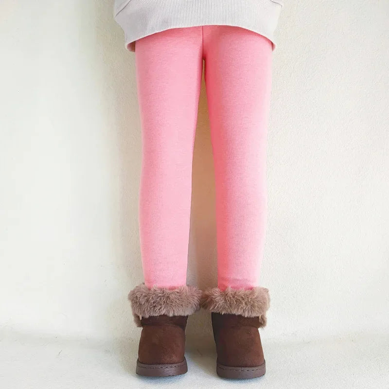 Hot Sweet Girls Pants Kids Boys Thick Warm Trousers Winter Children Casual Solid Color Soft Pants Baby Girls Leggings 2-11Years