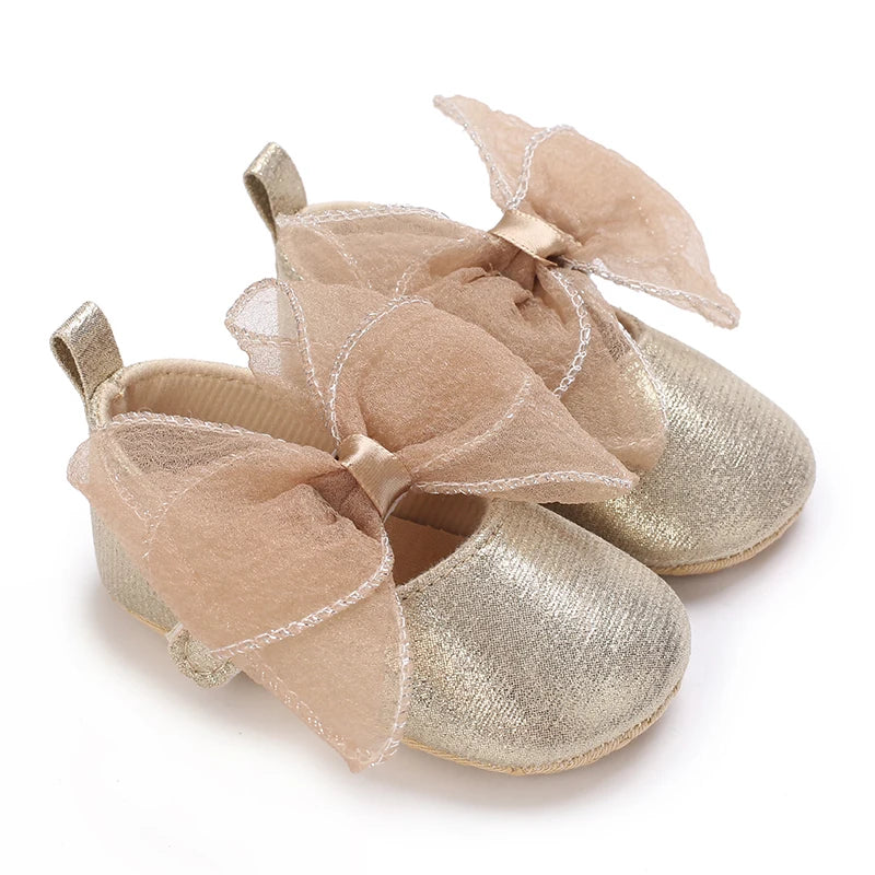 Fashionable Series Baby Shoes Girl Baby Cute Bow PU Princess Shoes Soft Cloth Sole Comfortable Walking Shoes Spring and Autumn