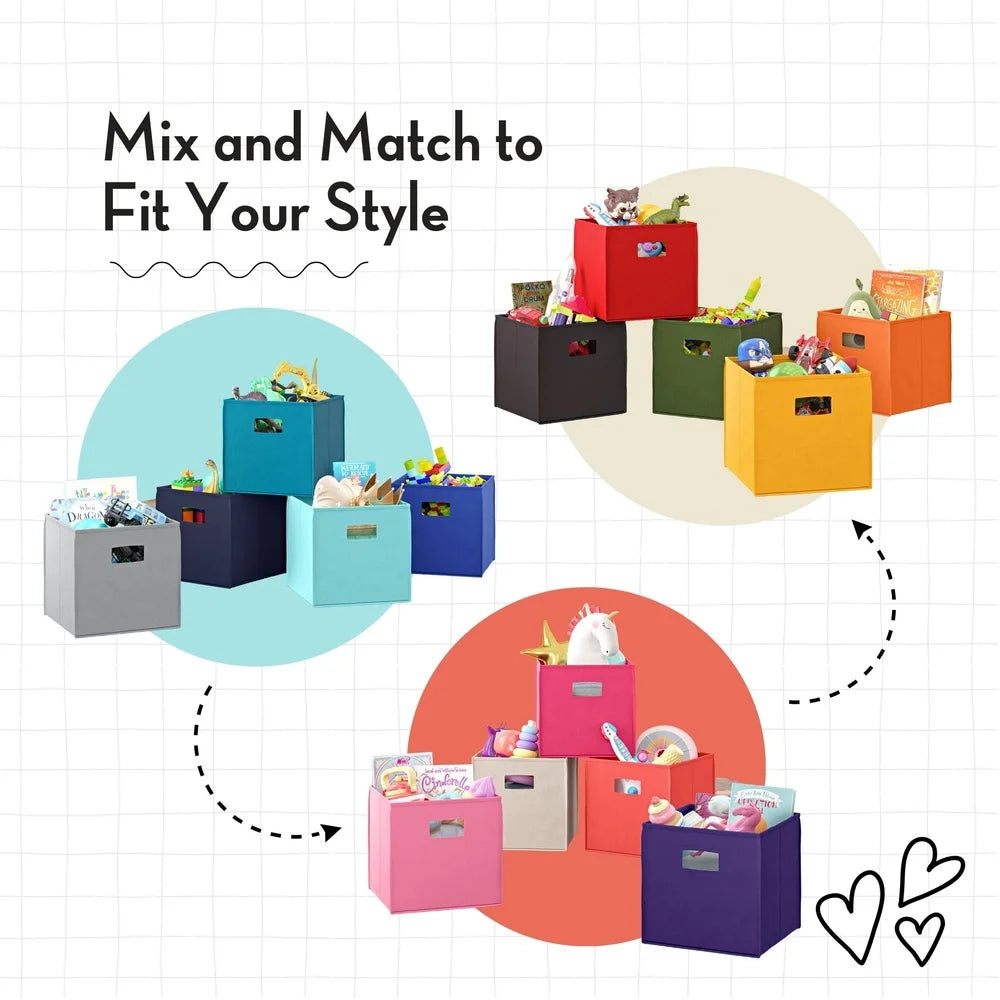 Kids Fabric Storage Cube Bins 2pc Collapsible Toy Organizers with Handles Playroom Closet Organization Durable Nonwoven
