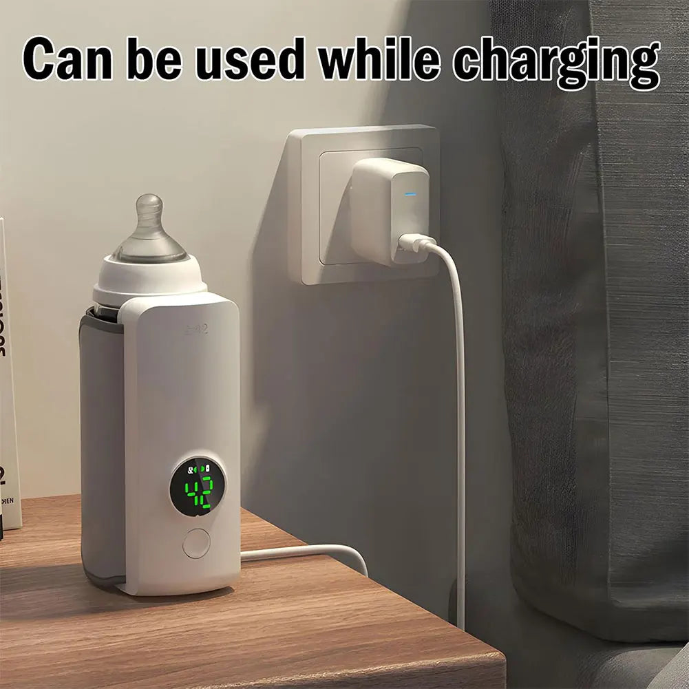 Portable Bottle Warmer Rechargeable Cordless Milk Warmer with Temperature Control Baby Bottle Warmer for Travel