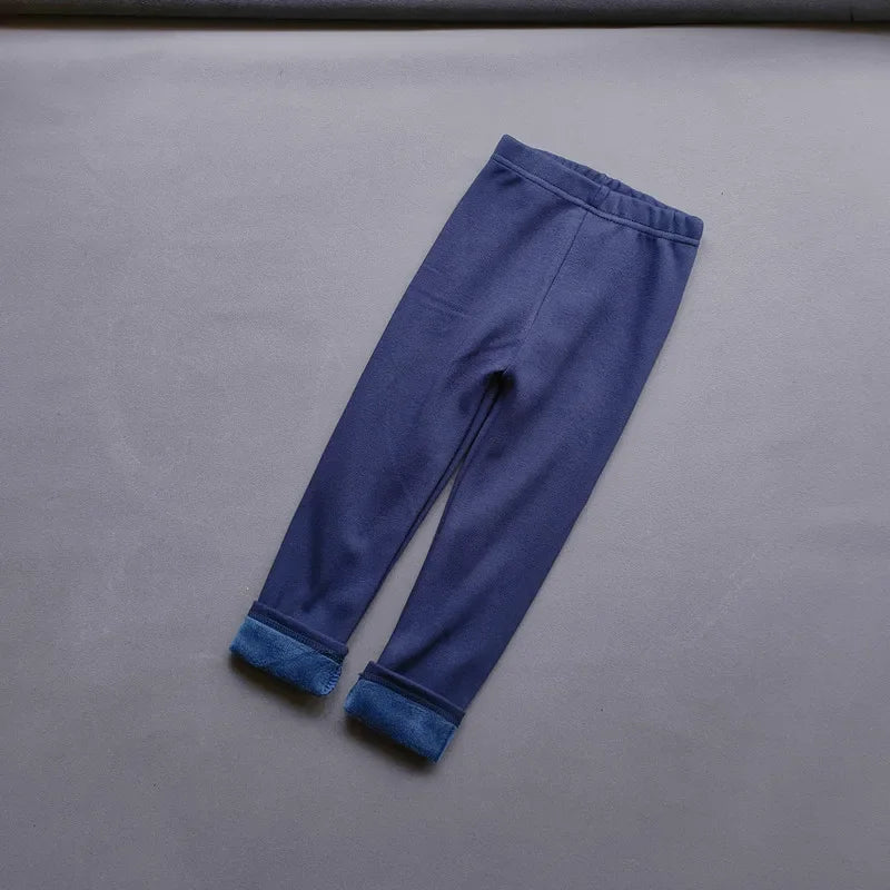 Hot Sweet Girls Pants Kids Boys Thick Warm Trousers Winter Children Casual Solid Color Soft Pants Baby Girls Leggings 2-11Years