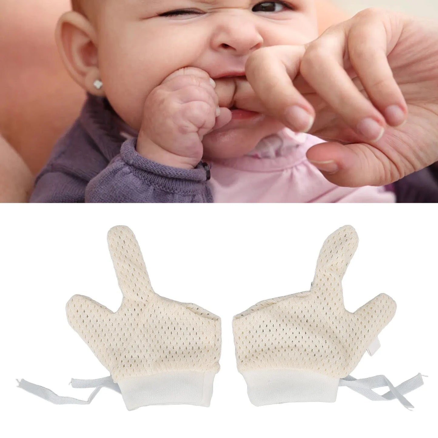 Baby Mittens Mesh Hand Gloves with Drawstring Scratch Free Unisex for Infants Newborns Boys Girls S